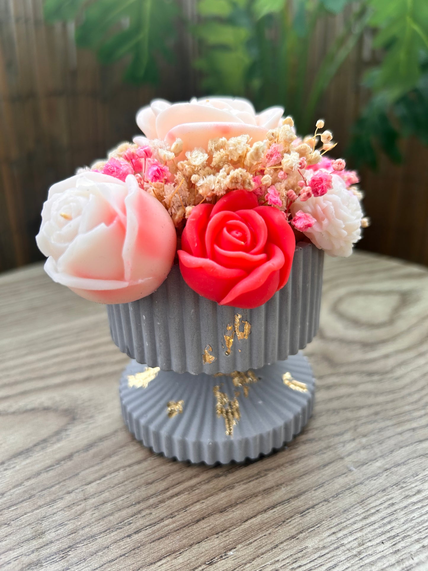 🌸 Bougie Fondants Parfumés – Edition Fleurie dans Pot en Jesmonite