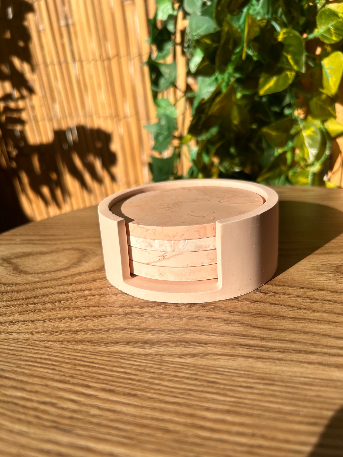 Bloc et 4 sous verre léger rose